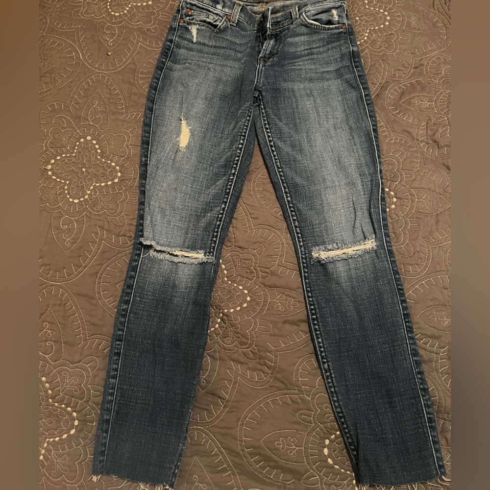 7 for all mankind ankle destroyed jeans